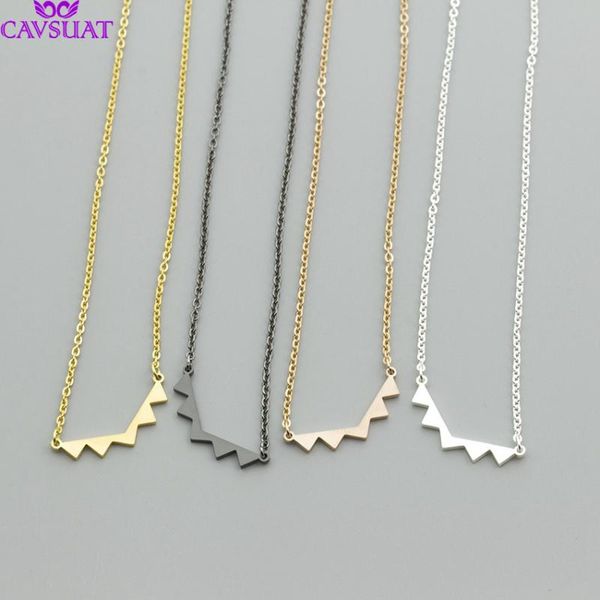 

wholesale 10pcs stainless steel five triangle shaped pendants geometric necklaces for women men simple jewelry gifts, Silver