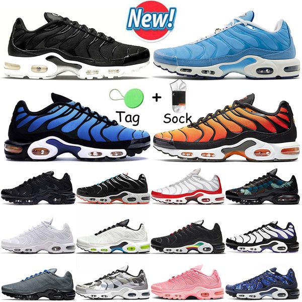 

2022 fashion plus tn running shoes for men women airsmaxs tns triple black white midnight navy sunset neon green hyper university blue sport