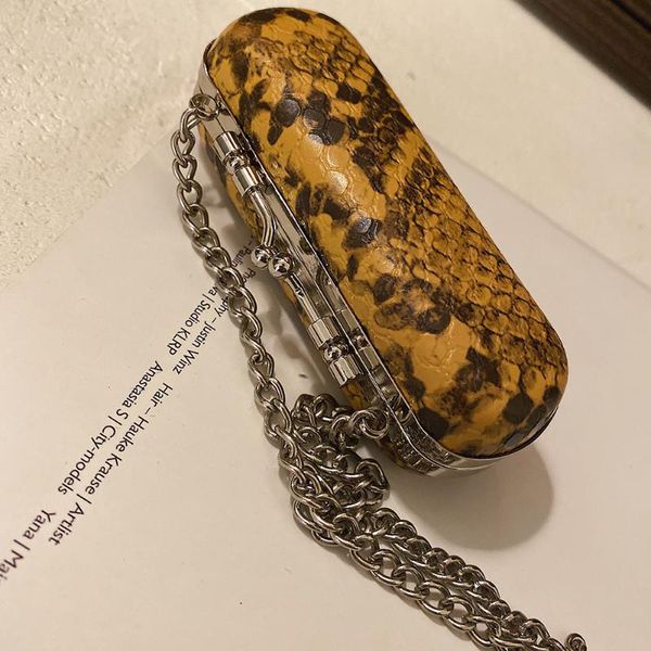 

comfortable ladies messenger bag women lipstick leather crossbody chain handbag serpentine printing mini chain shoulder bag