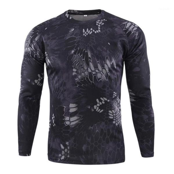 

men's camouflage hunting t-shirt long sleeve windproof breathable quick dry outdoor army combat tactical t tshirt1, Gray;blue