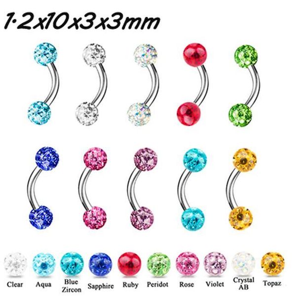 

10pc mixed color feridoepoxy cz gem ball labret lip studs,eyebrow rings,earring stud,tongue rings piercing body jewelry q bbyorl, Silver