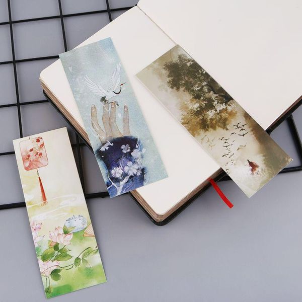 

30pcs creative chinese style paper bookmarks painting cards retro beautiful boxed bookmark commemorative gifts k1ab