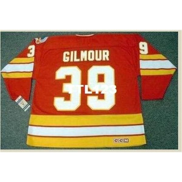 

421s #39 doug gilmour calgary flames 1989 ccm vintage retro away hockey jersey or custom any name or number retro jersey, Black