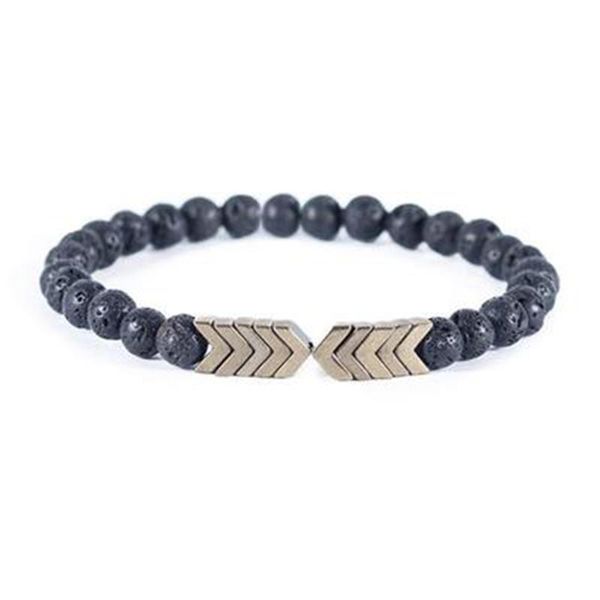 

charm bracelets 1pcs volcanic lava stone essential oil diffuser bangle healing balance yoga magnet arrow beads bracelet for men women, Golden;silver