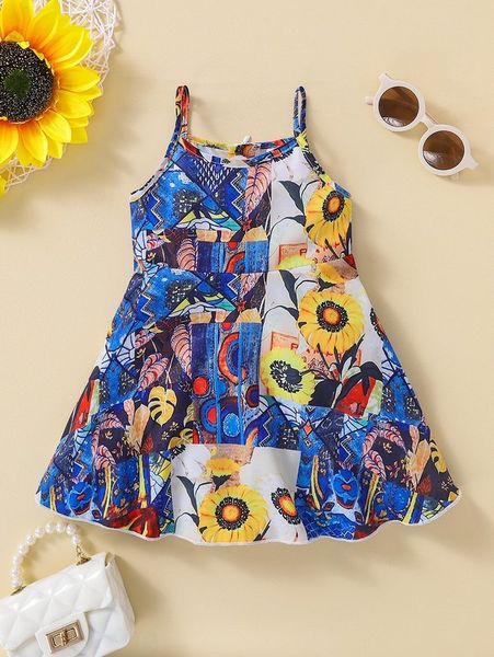 

baby patchwork print cami dress she, Red;yellow