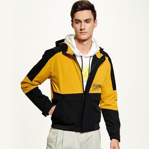 

patch design hooded jacket men streetwear windbreaker autumn cargo bomber jacket wind resistance casual overcoat male clothing1, Black;brown