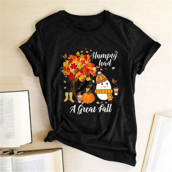 

humpty had a great fall printed halloween t-shirts women summer 2020 graphic tee vogue t shirts short sleeve harajuku ladies top, White
