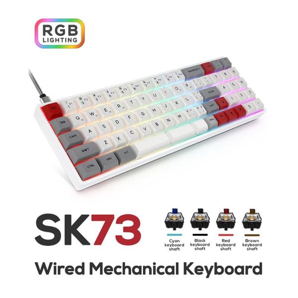 

sk73 mechanical keyboard wired gateron optical switch rgb backlit gaming waterproof macro programe gamer gk61 pc lapdropship