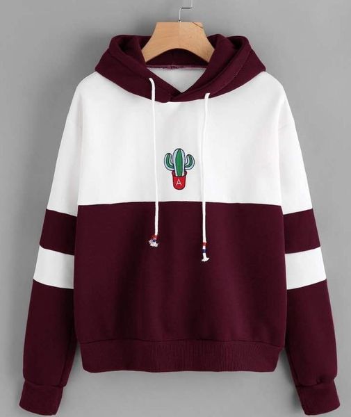 

new loose hooded printed plush sweater for women, Black