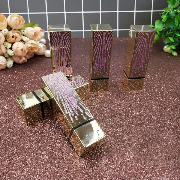 

20/50pcs square 12.1mm lipstick tube diy christmas fireworks pattern golden cosmetic mouth lip rouge/ pipe shell makeup tool1