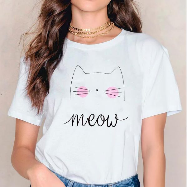 

t shirts for women t-shirts love cat 90s animal fashion printing womens graphic ladies print lady female tee t-shirt, White