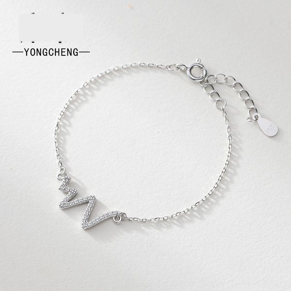 

yongcheng s925 полное тело чистое серебро сердечного ритма для womenjapan и koreasimple браслет braceletdiamond braceletheartbeatinlaid цирк, Golden;silver