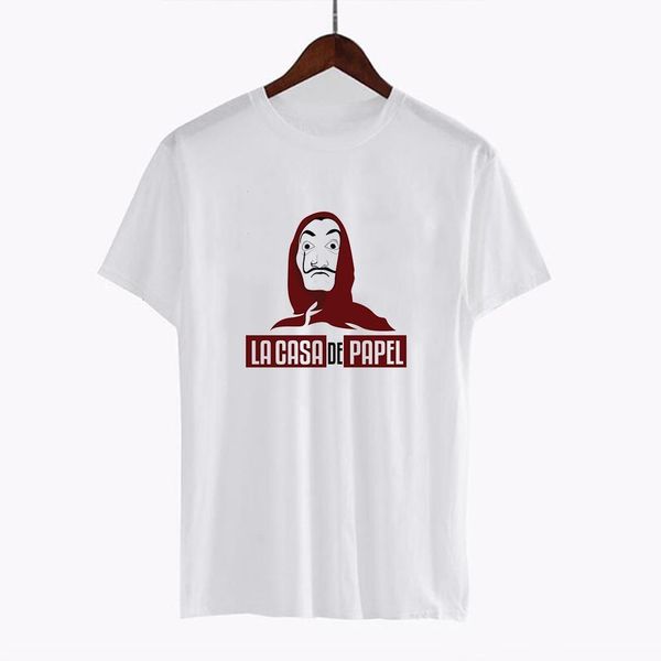 

luckyroll money heist tshirt house of paper la casa de papel camiseta t shirt women summer casual dali mask t-shirt, White