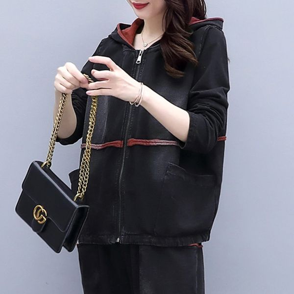 

autumn 2020 autumn two-piecenew two-piecenew large women's wear korean loose hooded mori suit women's art two piece set k8azx, Gray