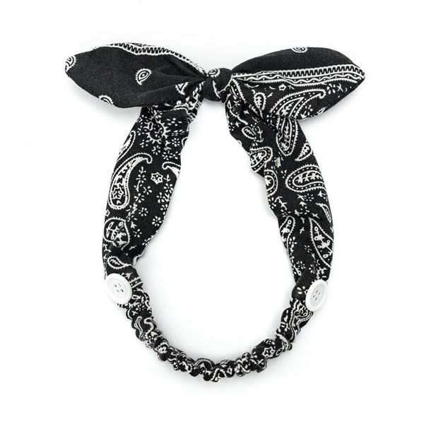 

women rabbit ears headband with button vintage cashew print headband hairband mask holder cross knotted bandage hair accessories q bbypca