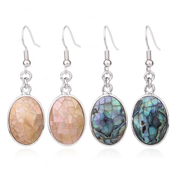 Forma Natural Seashell Brincos rosa branca Abalone Shell Egg Dangle Brinco Pendente por Mulheres Casual Jóias Praia Verão