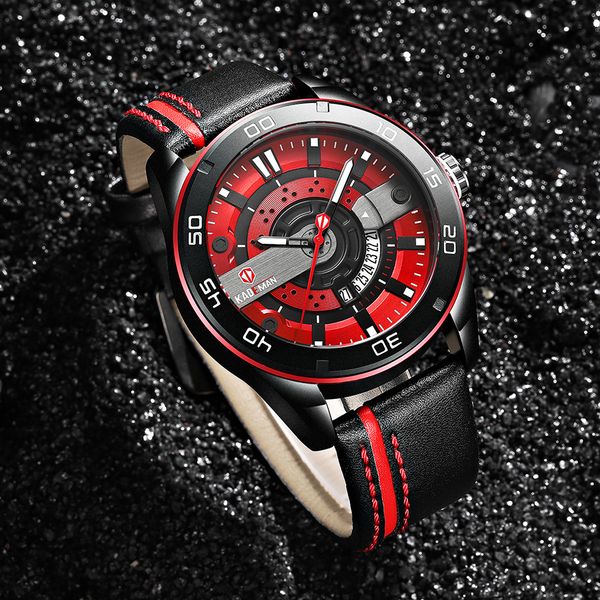 

original mens watches new luxury sport watch kademan 803 series military quartz wristwatch casual leather man clock time relogio t200409, Slivery;brown