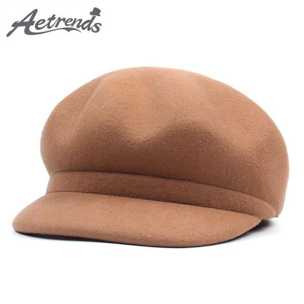

berets [aetrends] 7 solid color wool beret hat british style formal women woolen caps flat cap gorro feminino inverno z-6849, Blue;gray