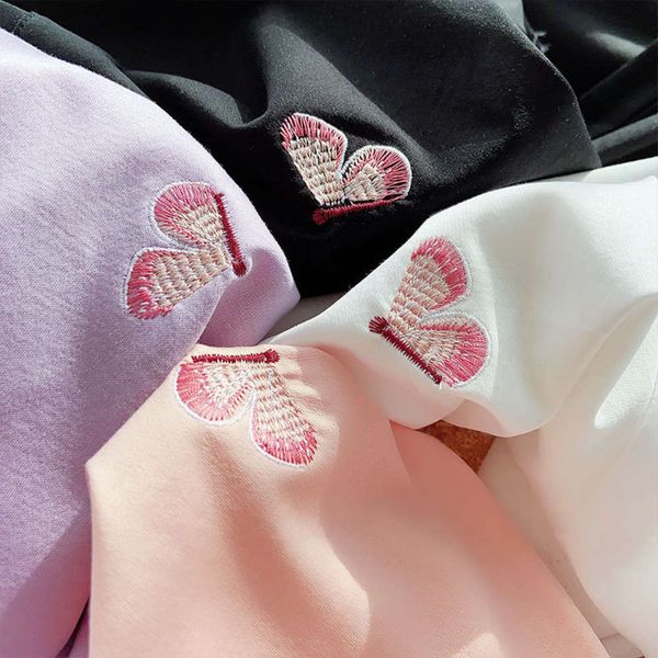 

mercerized 80 thread high density double-sided cotton v-neck short sleeve t-shirt for women, Black;gray