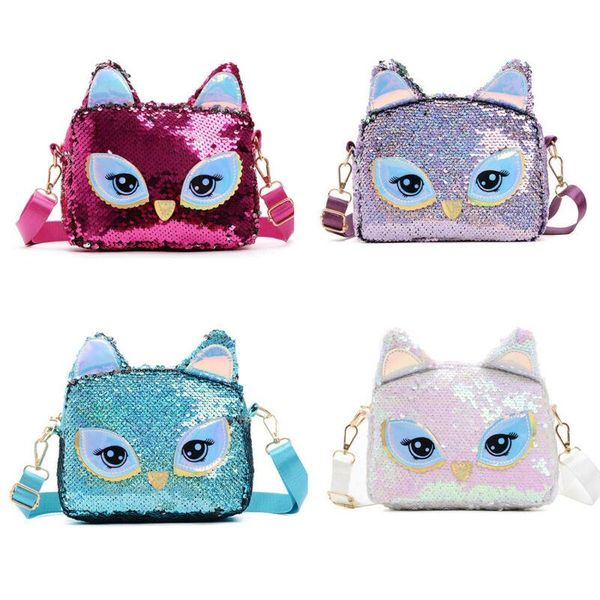 

women sequin crossbody bag handbag leather shoulder tote satchel messenger mini cute cartoon cats cross body bags