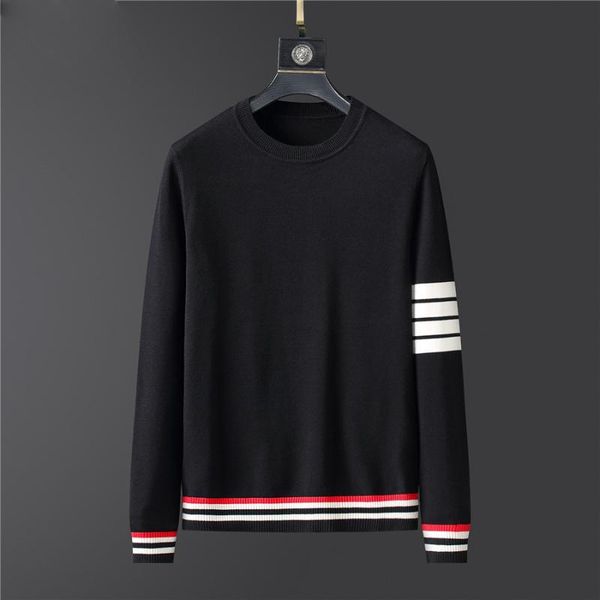 

2020 sweater mens clothes fall winter men clothing long sleeve knitted pullover plus size striped korean style, White;black