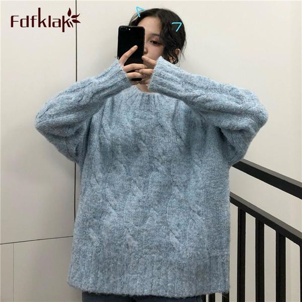

fdfklak retro 2020 new ins super fire twist loose sweater female thick warm outer wear long sleeve spring autumn sweater women1, White;black