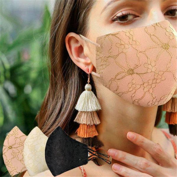 

lace sparkly blink party jewel women fashion dust sun washable face mask