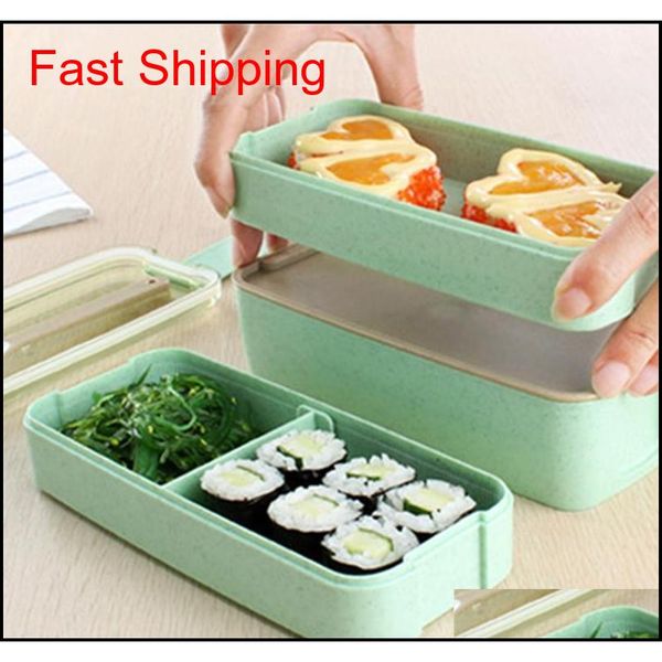 

wheat straw lunch box healthy material lunch box 3 layer 900ml wheat straw bento boxes microwave dinnerware food st qylech bdenet