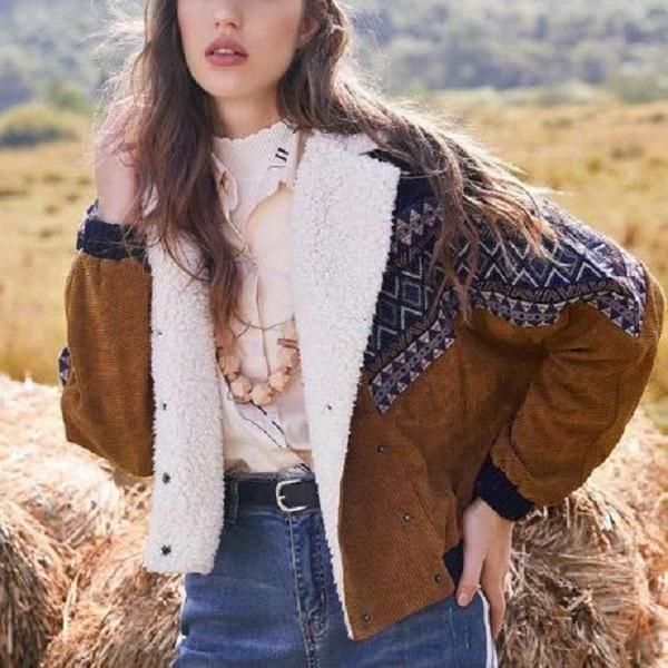 

new winter overcoat thick warm womens lambs wool coat leather jacket winter thick woman lapel fur coats outerwear wool fur cotton print, Black
