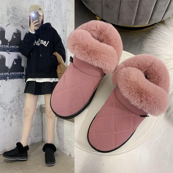 

snow boots women's 2020 winter new korean version plus velvet short tube flat-bottomed plush cotton shoes to keep warm and cold, Black