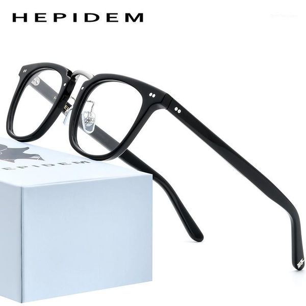 

fashion sunglasses frames hepidem acetate optical glasses frame men 2021 retro vintage square eyeglasses nerd women prescription spectacles, Black