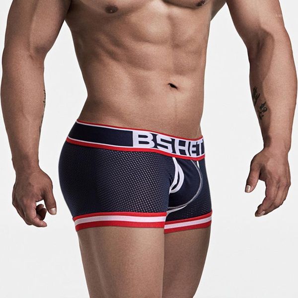 

2019 cotton male underwear trunk mens mesh boxers underwear mens breathable underpants male panties shorts u convex pouch1, Black;white