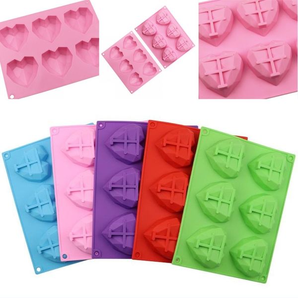 Moldes de silicone tridimensional amor coração em forma de cubo de gelo chocolates bolo de decoração molde multi cor reutilizável diy moldes 4 6mH g2