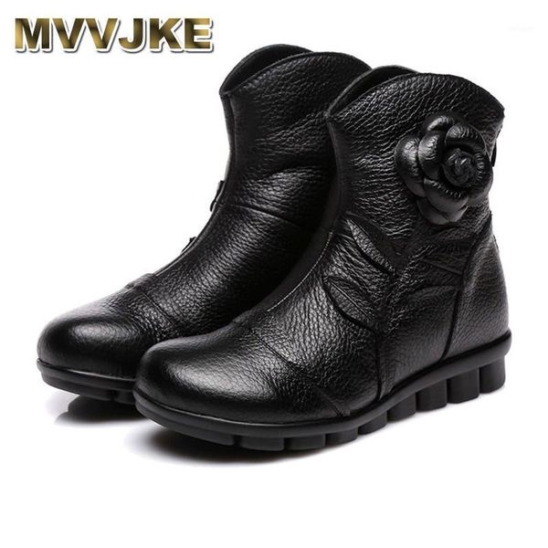 

boots mvvjke 2021 women shoes spring female genuine leather handmade vintage style ankle fashion1, Black