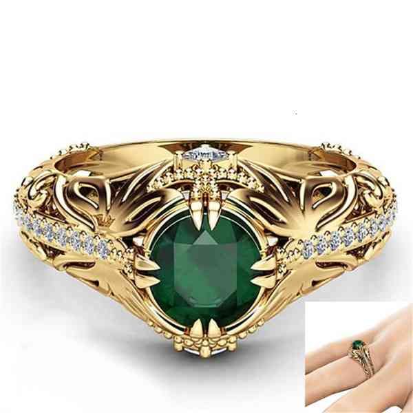 2022 Luxury Green Green Gold Color Halo noivado Halo para mulheres Anniversary Gift Jóias Atacado Dia dos Namorados Dia R5072