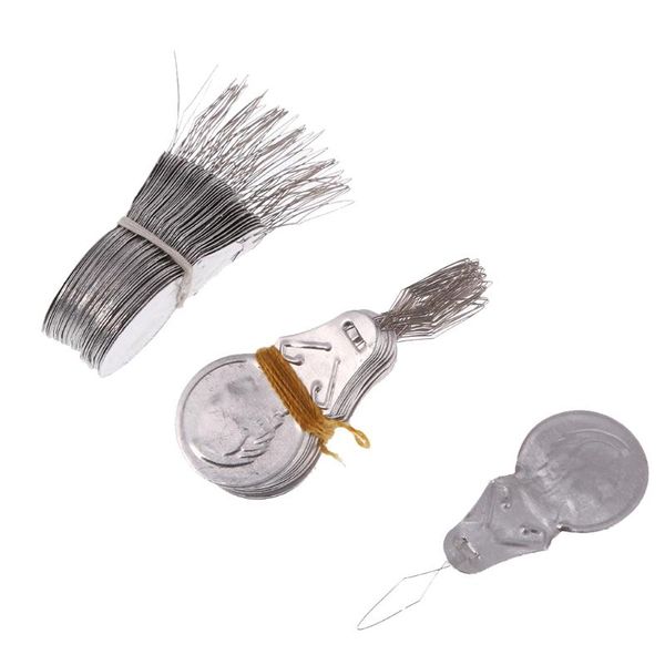 

100pcs/lot bow wire needle threader aluminium stitch insertion machine hand sewing threaders for cross stitch art crafts, Black