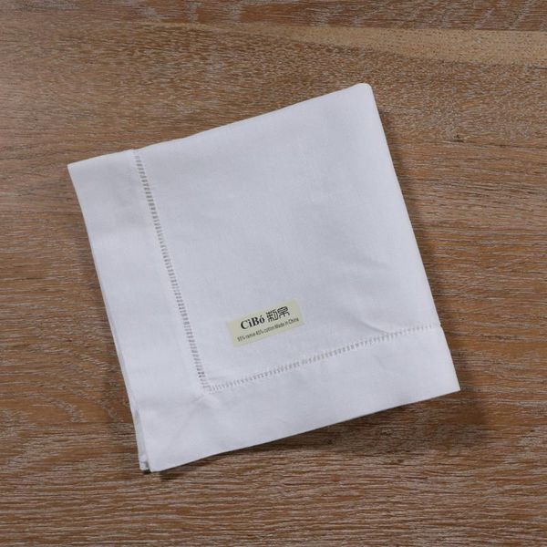 

table napkin n031: 12 pieces white hemstitch dinner napkins ladder cloth