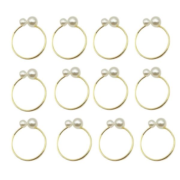 

12pcs l napkin ring napkin holder pearl metal buckle christmas wedding party gold circle dinner banquet table