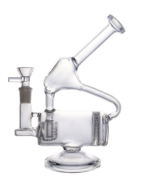 Vintage 9 Inch Zijwaarts Trechter Recycler Glas BONG Waterpijp Pijpen Olie Brander met KOM kan klant logo