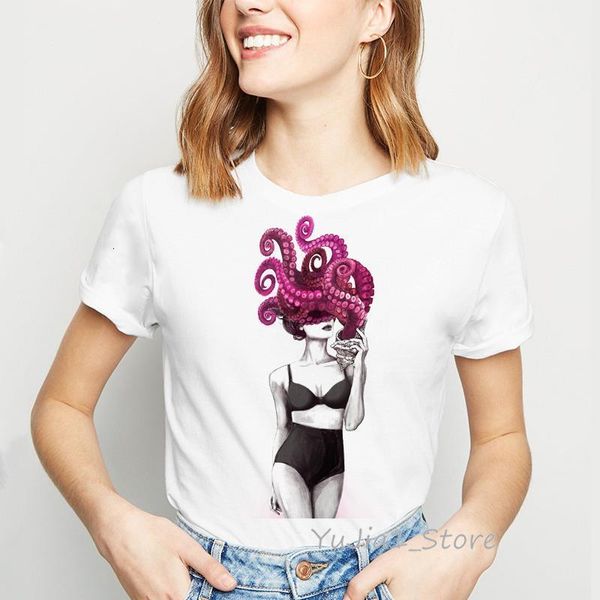 

vintage ocean art print t shirt women funny t shirts grunge aesthetic clothes camisa femenina white creative female t-shirt
