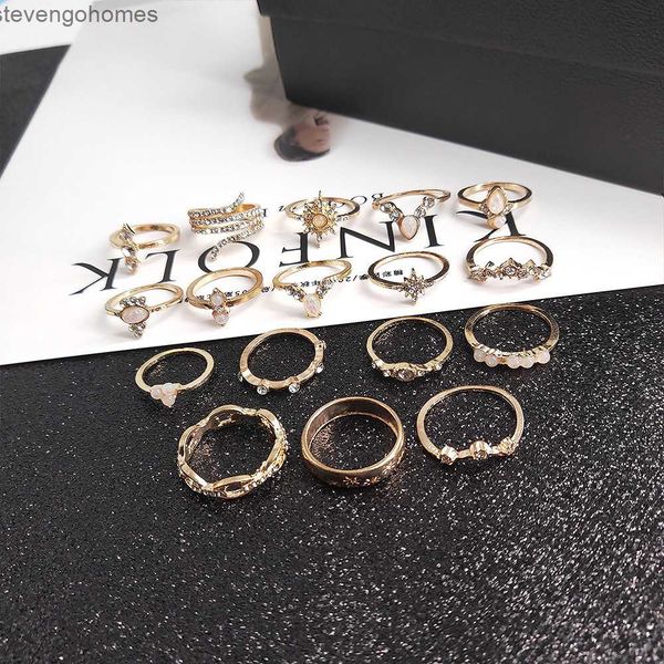 

factoryggdxset new bohemian style 17 piece diamond ring accessories, Silver