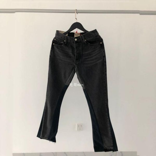 

hip-hop gallery dept stitching bootcut denim pants damage hole distressed gallery dept jeans men, Blue