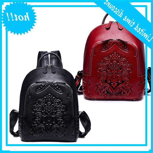 

2020 new fashion backpack women's head leather national style bag