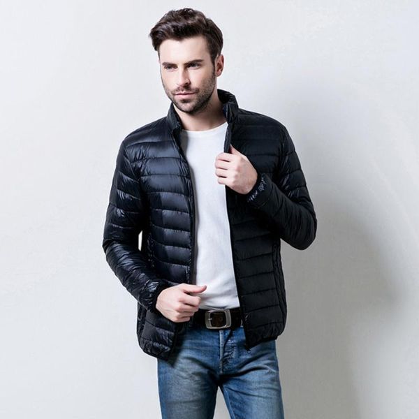 

fashion men's down jacket light packable puffer jacket water repellent winter soft quilted outwear1, Black