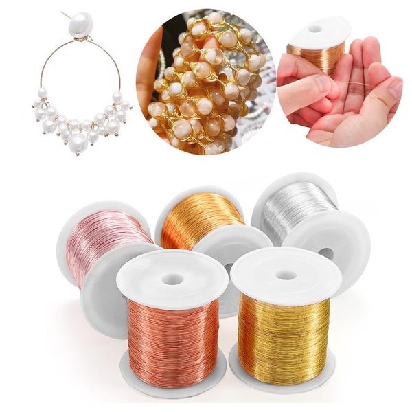 

1roll 0.3 0.4 0.5 0.8 1mm solid colorfast no discoloration copper wire beading cord beading wire diy for jewelry making wmttyv, White;red