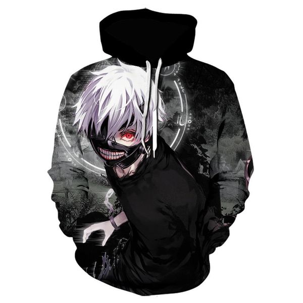 

anime 3d sweatshirts men women tracksuits print hooded tokyo ghoul kaneki ken black mens hoodies japanese streetwear