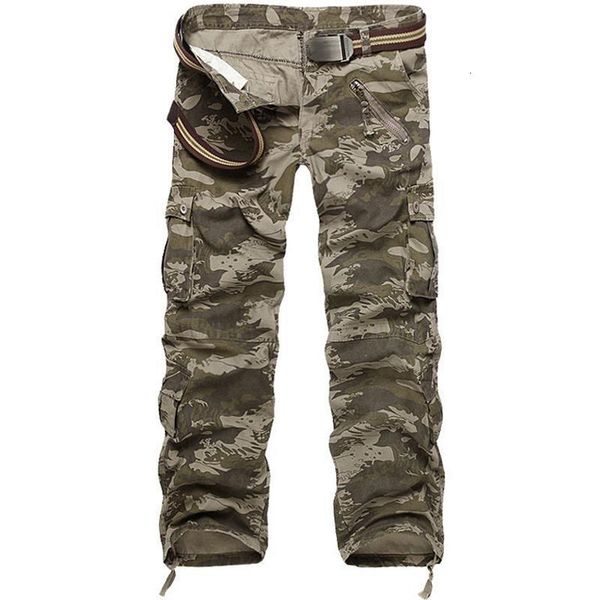 

new brand cargo pants men military straight trousers mens casual cotton camouflage multi-pocket long pants camo washed trouers, Black