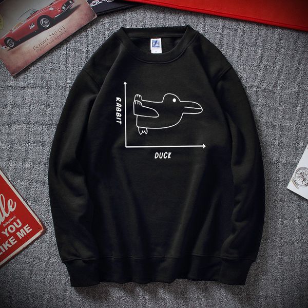 

new winter streetwear duck rabbit funny matter of perception hoodies fleece sweatshirt sudadera hombre hooded sweatshirt hoodie men t shirt