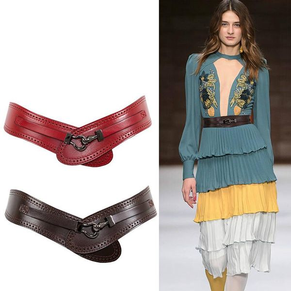 

h3478 мода дамы широкий пояс из натуральной кожи упругие vintage waistband аксессуары женщины pure color top grade камербанд, Black;brown