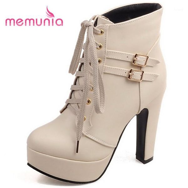 

memunia big size 33-43 extreme high heels fashion boots winter platform boots round toe thick heels 2020 new ankle1, Black